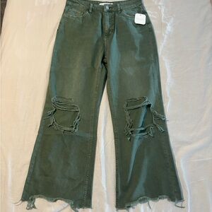Altar'd State Green Distressed Ankle Jeans